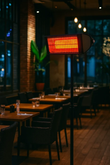 תנור חימום אינפרא אדום + שלט | דגם premium 2500W | שחור מט - על עמוד סטנד